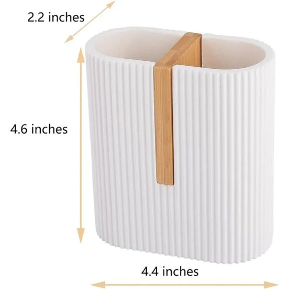 Matte White Toothbrush Holder Electric Toothbrush Organizer Bamboo Bathroom